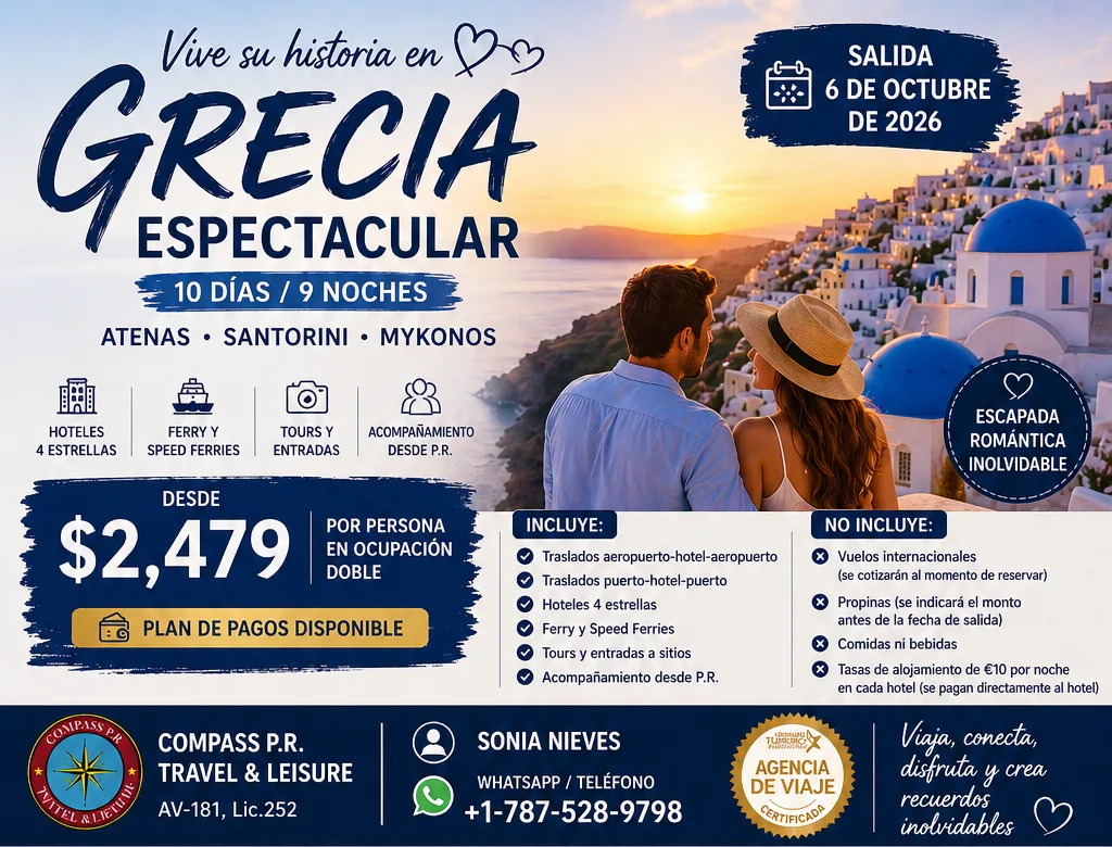 Grecia Romántica y Espectacular te esperan, ¡Avanza!
